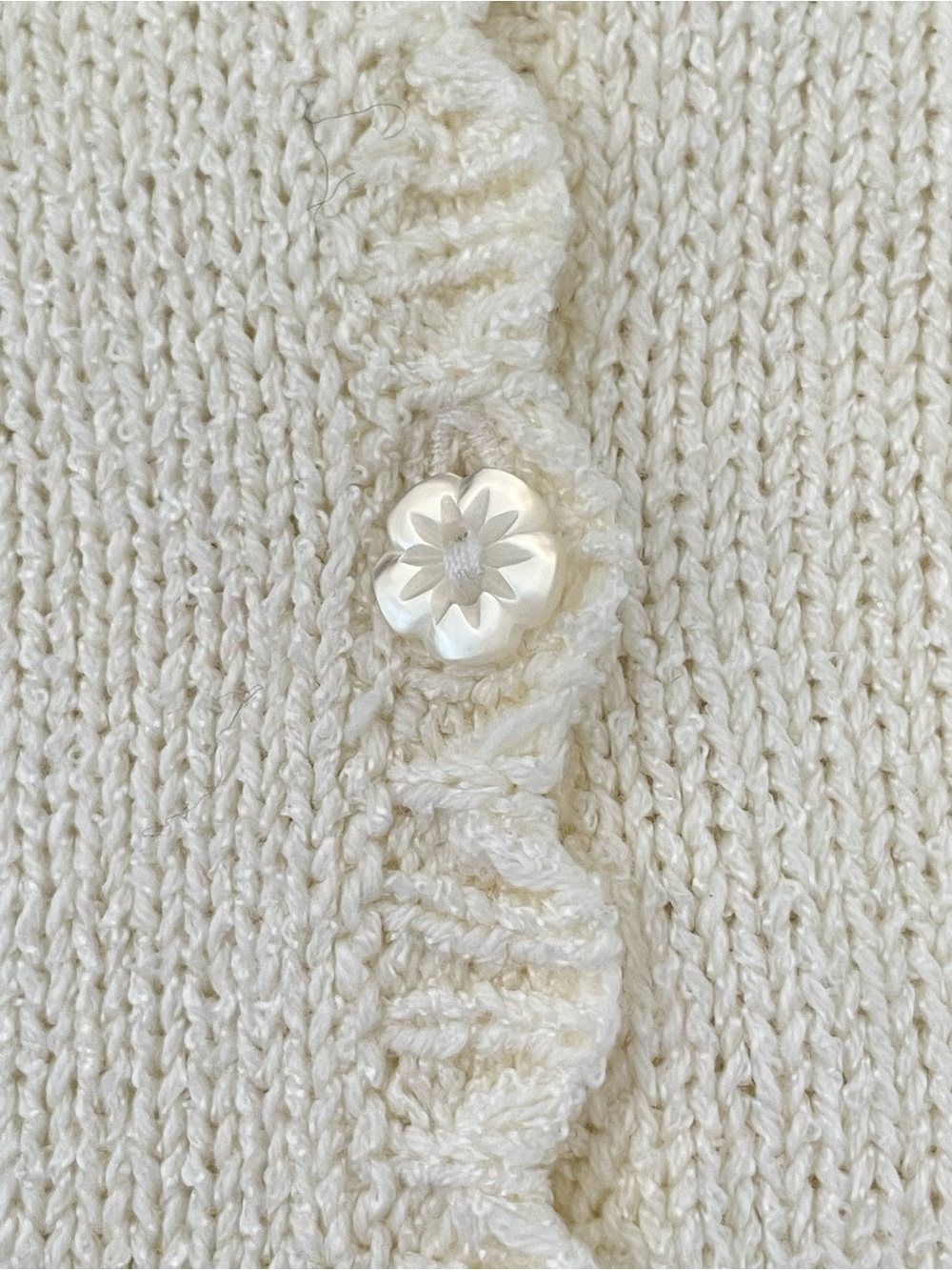 Vintage Embroidered Cardigan Sweater Floral Scallop S Cottagecore Grandma Chic - Picture 14 of 16